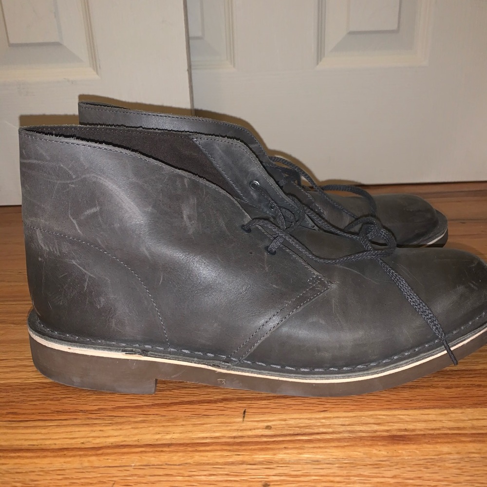 Clark’s Men’s Grey Leather Ankle Boots